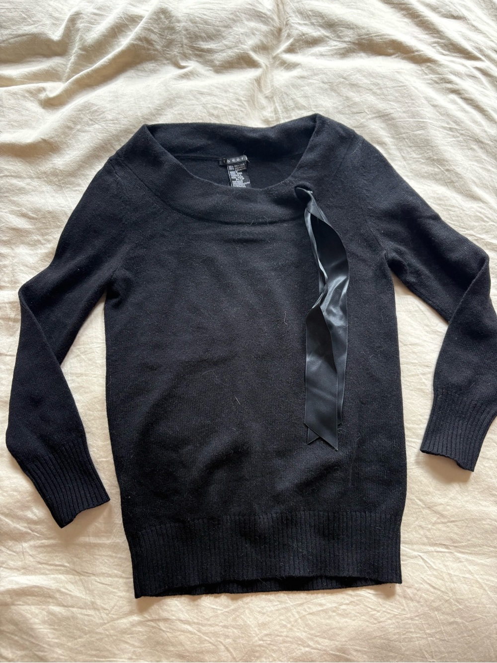 Black Theory Ribbon-Accent Silk & Cashmere Sweater